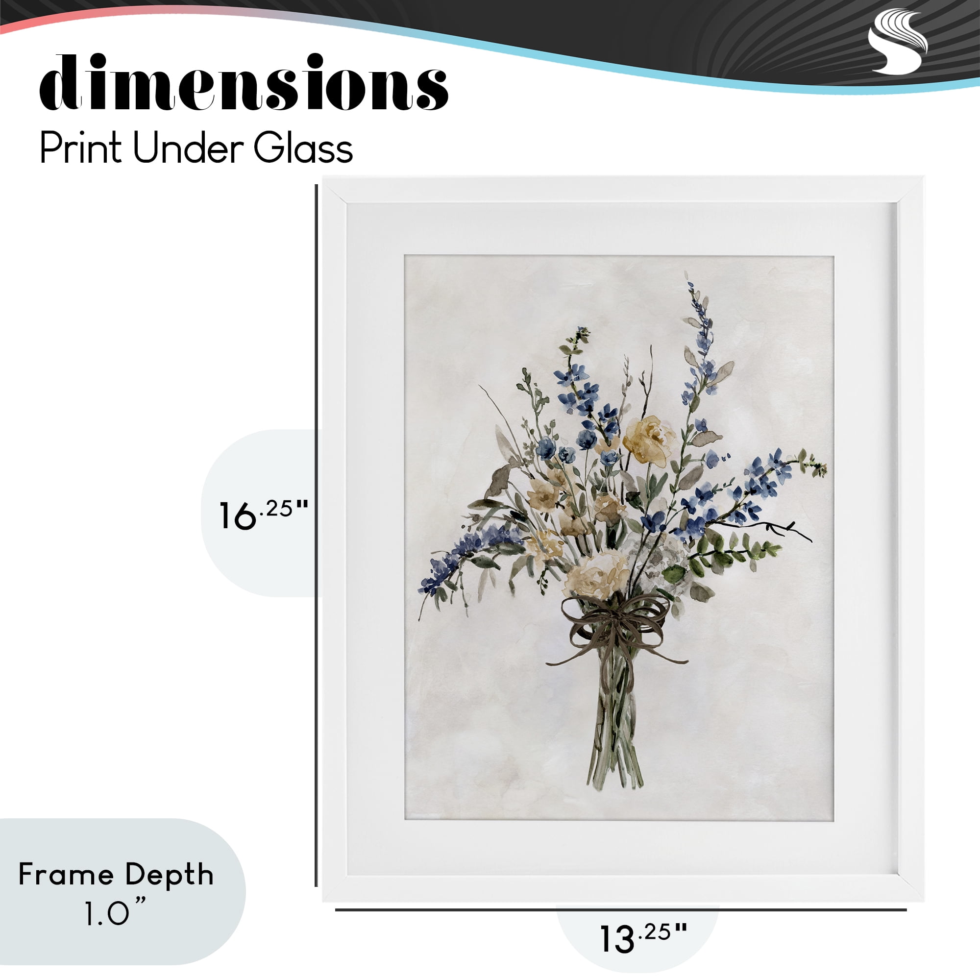 Stupell Industries Subdued Flower Bushel White Framed Print Under Glass, design by Carol Robinson
