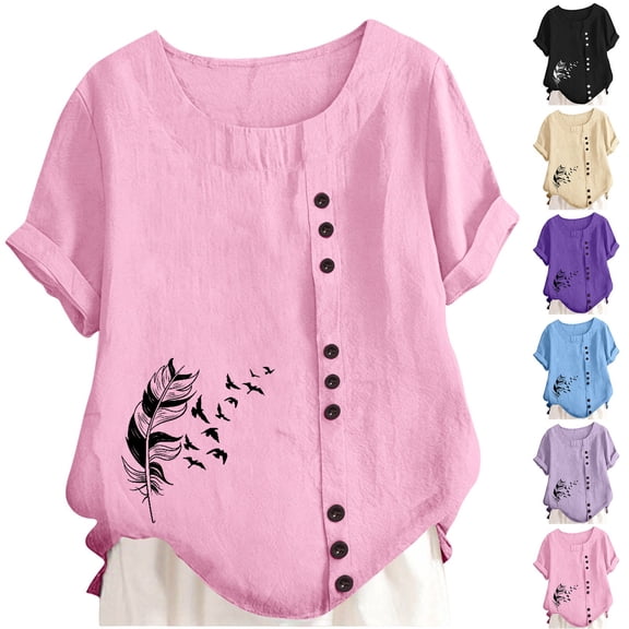 Gaexia Versatile Girls Summer Tee With Cute Graphic Print Short Sleeve Round Neck Top For Girls Clothes (Light Purple,9-10 Years)