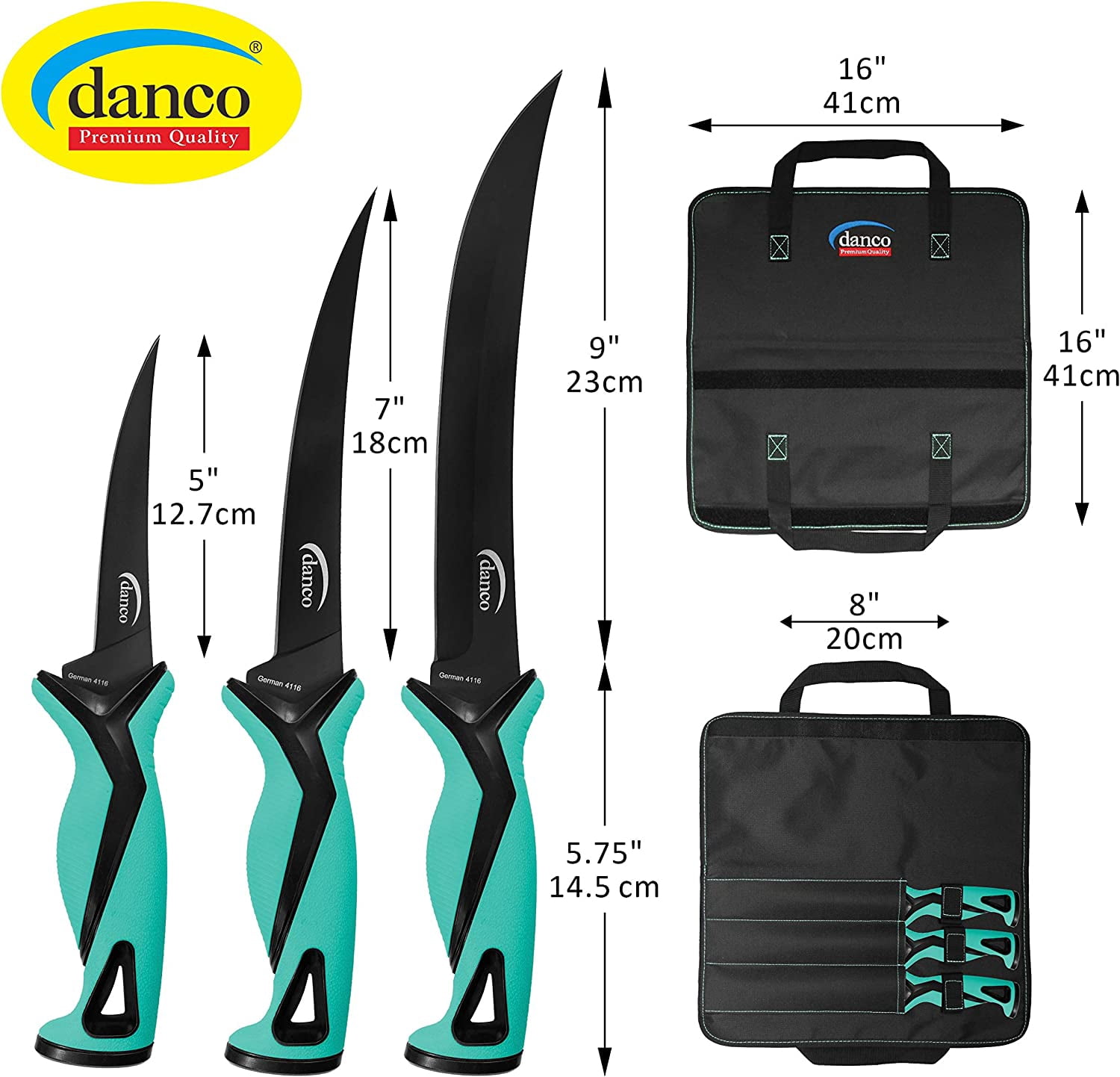 Danco Pro Series 3 Piece Knife Set - Seafoam