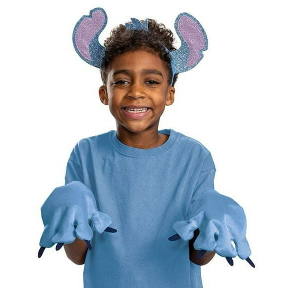 Disguise Stitch Costume Kit  Disney Lilo & Stitch Blue Headband with Ears and Gloves, One Size