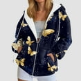 thumbnail image 2 of GEWSEY Women Butterfly Graphic Hoodies Y2K Full Zip Up Long Sleeve Fall Sweatshirts Drawstring Jackets (Navy, XXL), 2 of 7