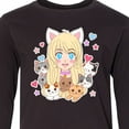 thumbnail image 4 of Inktastic Neko Anime Girl with Kittens Long Sleeve Youth T-Shirt, 4 of 5