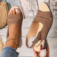 thumbnail image 4 of Domuza Womens Orthopedic Sandals Dressy Wedge Open Toe Slingback Platform Chunky Heels Sandals Ladies Elegant Cute Heeled Shoes with Ankle Strap Non Slip Sandal Brown 8.5（EU-41）, 4 of 5