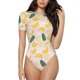 thumbnail image 1 of Balery Banana With Leaves Body de cuello redondo de manga corta para mujer Tops de manga corta Tops básicos-Large, 1 of 7