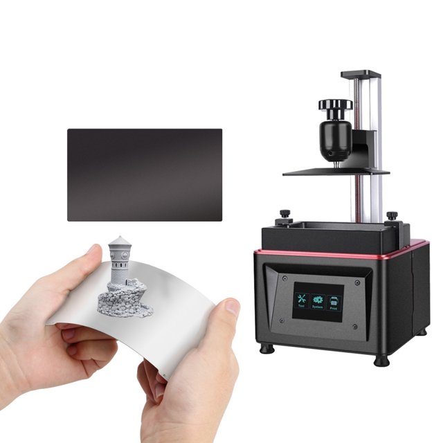 Resin 3D Printer Build Plate Flexible Spring Steel Plate Flex Bed and Magnetic Base Sheet Sticker with Adhesive Compatible with ANYCUBIC Photon/Photon S/Mono SE/QIDI 3D Shadow 5.5S, 135 x 80mm