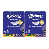 ( 2 Pack )Kleenex Ultra Soft Facial Tissues, 4 Cube Boxes, 60 Tissues per Box, 3-Ply