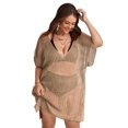thumbnail image 1 of Vestido de baño con capucha SOLY HUX para mujer, talla grande 2XL, color albaricoque, 1 of 5