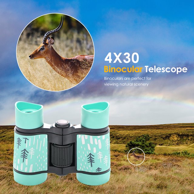 Telescopio Binocular Alcance binocular de los niños del telescopio de la óptica del aprendizaje al aire libre de 4X30m m (verde)