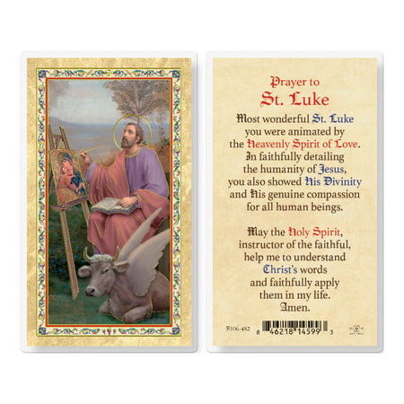 

St. Luke w/Prayer Gold-Stamped Laminated Catholic Prayer Holy Card with Prayer on Back Pack of 25