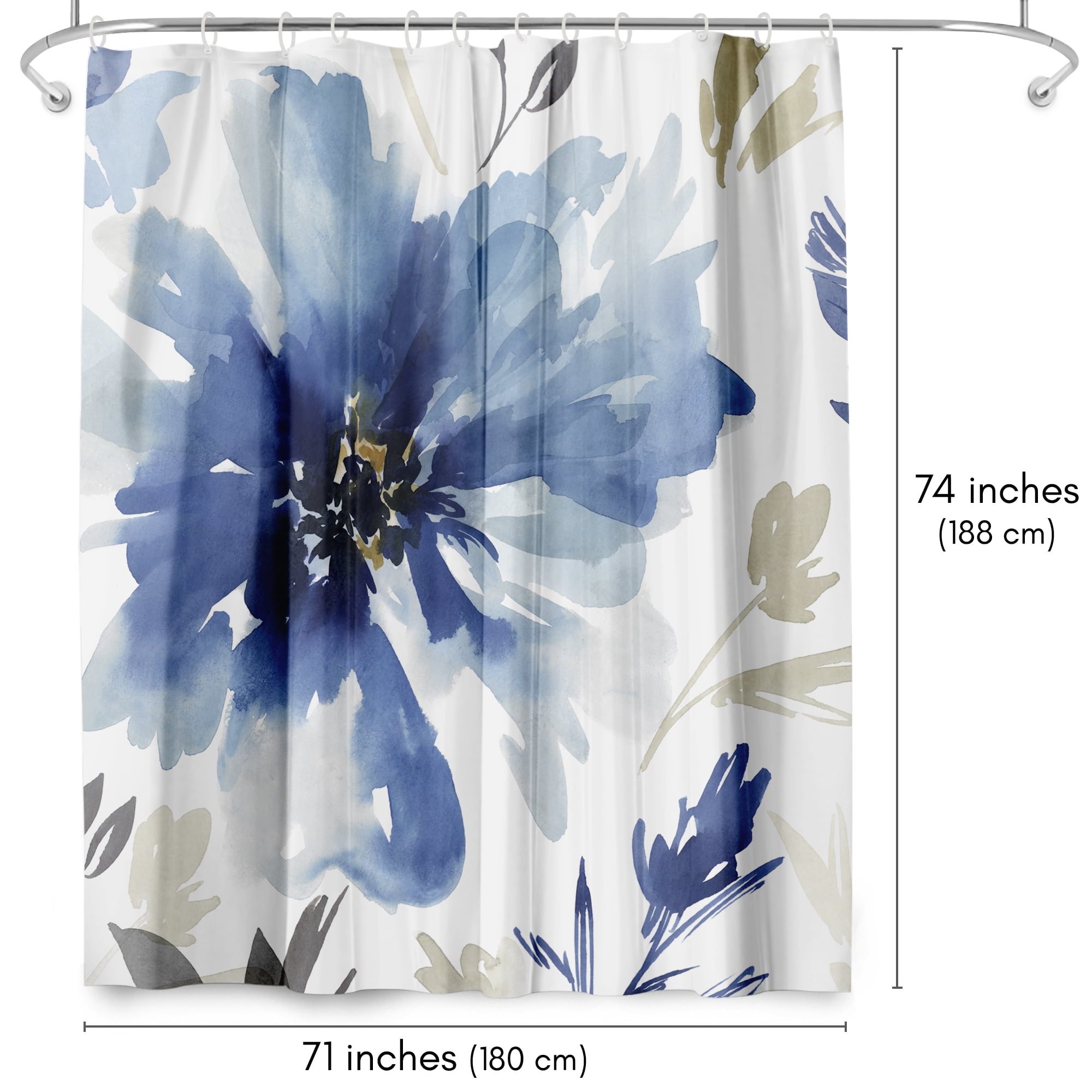 Americanflat 71" x 74" Shower Curtain, Indigo Version Finesse I Indigo Version by PI Creative Art