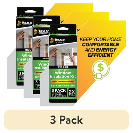 (3 pack) Duck Max Strength 62 in. x 126 in. Rolled Window Insulation Film Kit, Fits up to 3 Windows