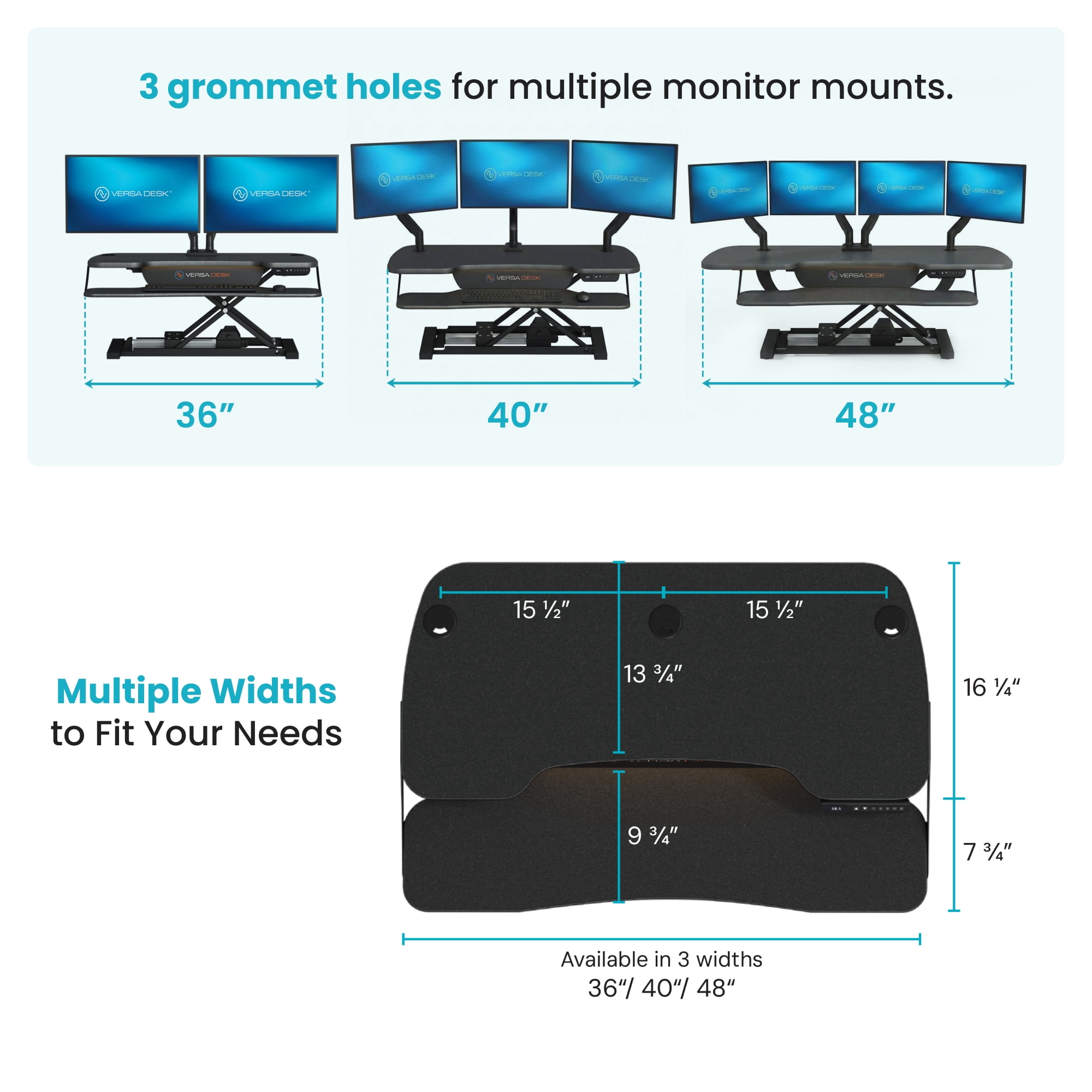 VersaDesk PowerPro Elite 40" Electric Standing Desk Converter w/ Programmable Switch, USB Port & Mobile APP, Black