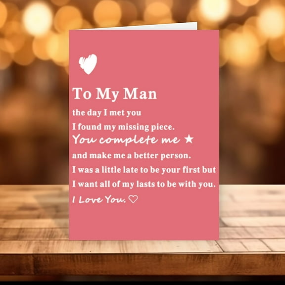 To My Man Greeting Card - Heartfelt Message Design - "You Complete Me" - Perfect for Anniversaries, Birthdays, or Just Because