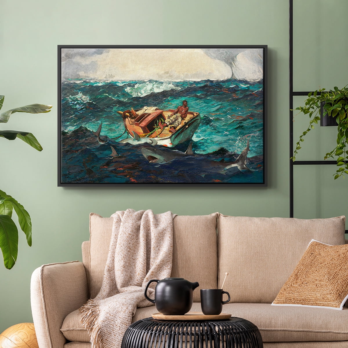 Vintage Landscape-CXXVIII By Wexford Home Framed in Black Wood Gallery Wrapped Canvas 25 in. x 37 in.