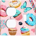 thumbnail image 4 of Metal Light Switch Plate Cover Doughnut Cupcake Candy Sweets Butterfly Pink CAK041, 4 of 13