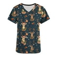 thumbnail image 4 of JINGWANGYHBD Fall Savings Womens Christmas Scrub Shirts Funny Print Nurse Uniform V-neck Short Sleeve Tops with2 Pockets Holiday Comfy Casual Uniforms, 4 of 5