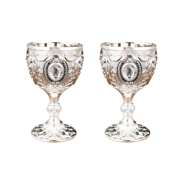2Pcs Vintage Medieval Goblet Drinking Glass Drink Cup Metal Wine Glass Party Supplies for Collection, Decoration
