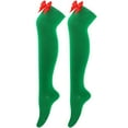 thumbnail image 4 of Tittly Thigh High Stockings Socks for Women Womens Long Socks Bowknot Pure Color Socks Thigh High Socks Over The Knee Socks Festival Christmas Slouch Socks Cute Socks Green One Size, 4 of 5