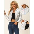 thumbnail image 2 of Chaqueta metálica para mujer Biker Holographic Button Down Chaquetas brillantes Plata M, 2 of 5