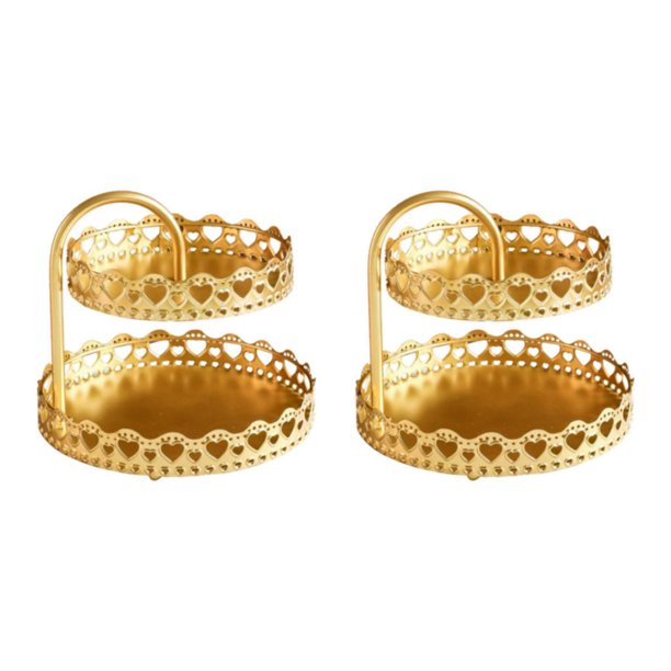 Wosthever 2 Layer Iron Decorative Tray Fruit Free Diaplay Home Decor Standing Vege 2piezas Amar