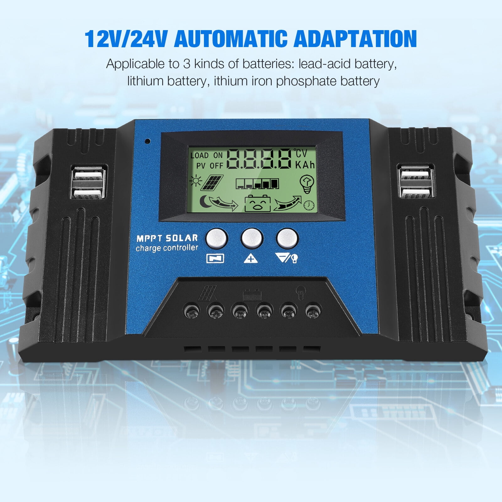 Controlador De Carga Solar System Controller Pv Regulator Auto Panel Mppt Charge 12v