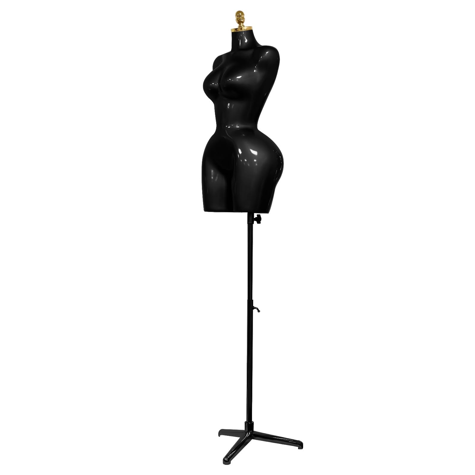 Female Mannequin Torso,Dress Form Manikin with Metal Stand Base, Suitable for Clothing and Jewelry Display (Black)