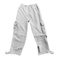 thumbnail image 6 of FUNUONY High Waisted Cargo Pants for Women Baggy Y2K Straight Wide Leg Pants with Pockets Streetwear Womens Cargo Sweatpants Baggy Fleece High Waisted Joggers Pants Athletic Pants Light Ashy Xl, 6 of 8