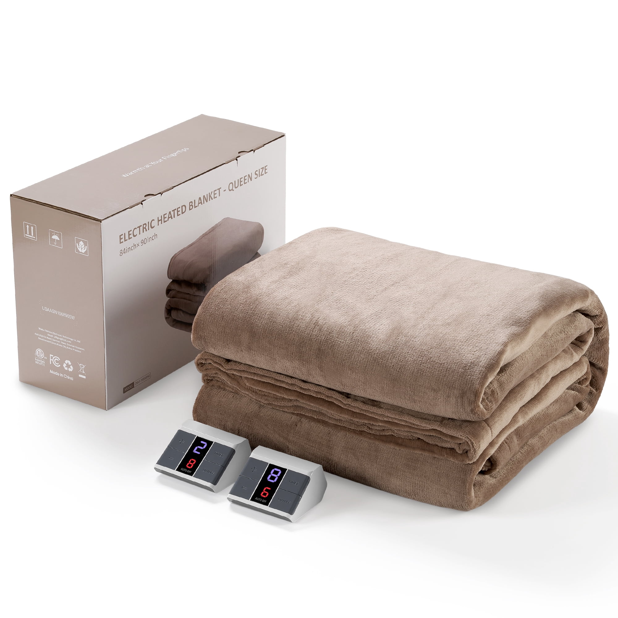 MaxKare Heated Blanket, Queen Size Electric Blanket with 10 Heating Levels & 10H Timers, Soft Flannel, Linen