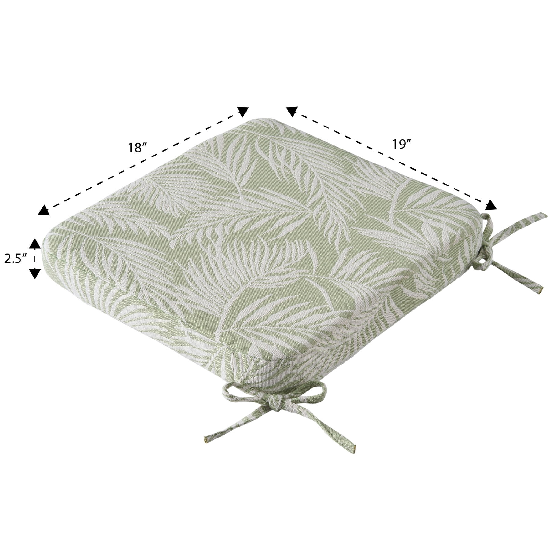 Better Homes & Gardens Outdoor Seat Pad Cushion, 19 in x 18 in, Palm Green