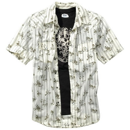 Men's Print Western Shirt with Tee Set