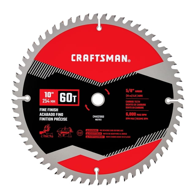 Hoja de sierra de mesa CRAFTSMAN CMAS21060, 60 dientes, 10 pulgadas