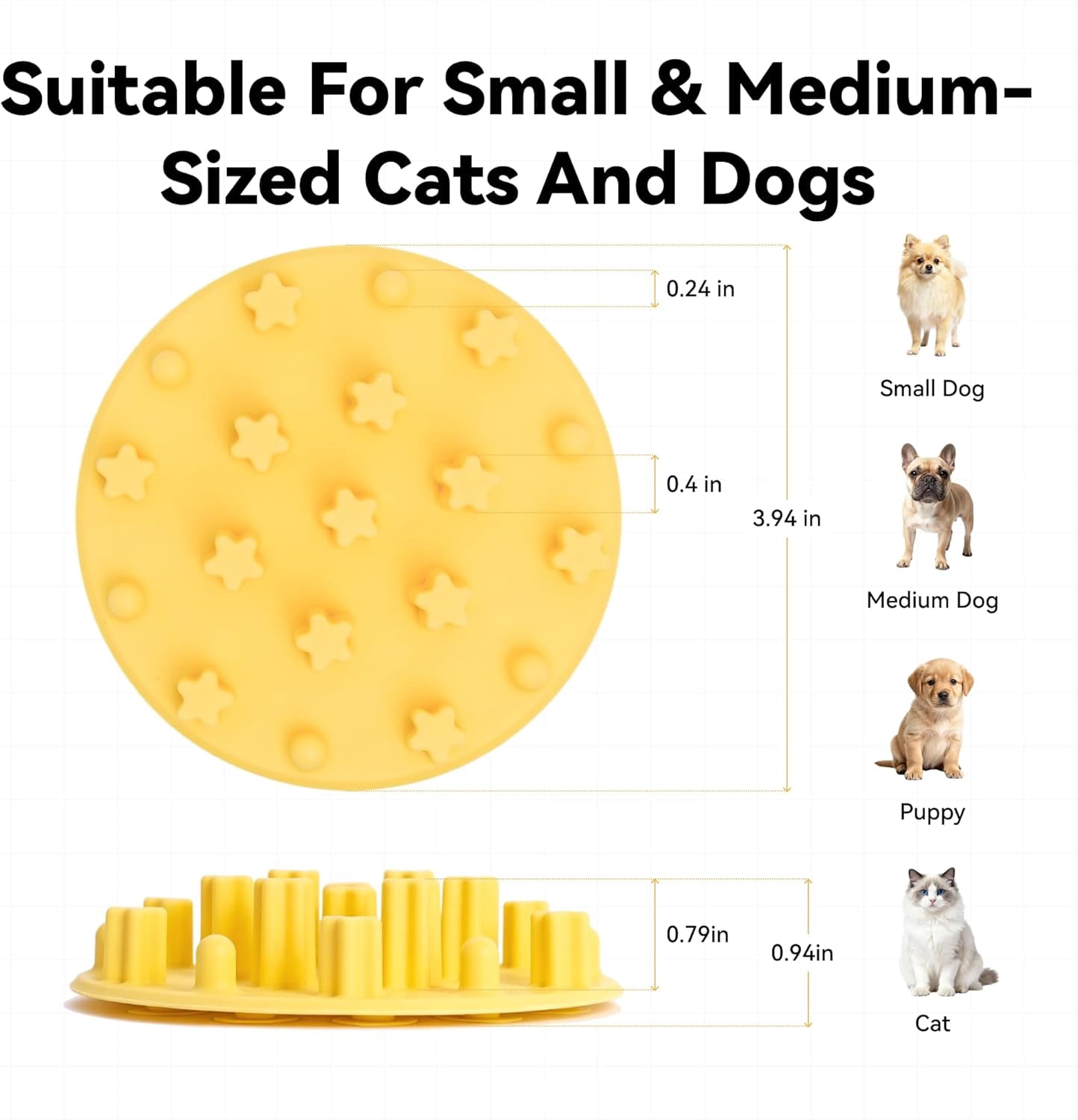 Anti-Choking Silicone Slow Feeder Insert for Cat & Dog Bowls, Suction Cups, Fits Most Bowls, Ideal for Puppies & Small Breeds (Grey)