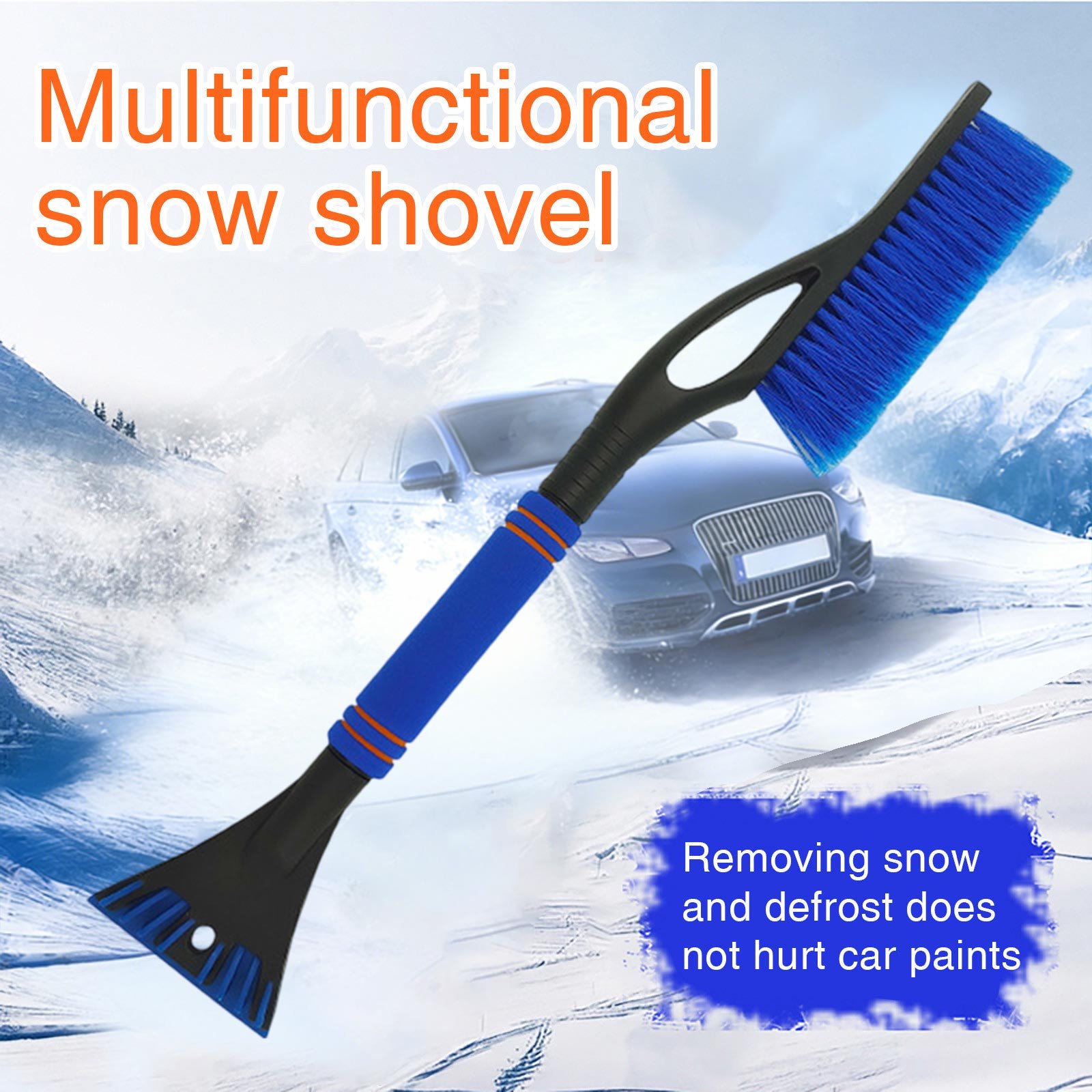 Snow Brush and Ice Scraper Detachable Car Snow Removal Tool with Shovel 3-in-1 Winter Snow Broom with Ergonomic Foam Grip Extendable Scraper for Windshield Roof and SUV