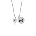 thumbnail image 2 of Delight Jewelry Silvertone Large September - Blue Crystal Heart Silvertone Script Initial Disc - W - Charm Necklace, 20"+3", 2 of 4