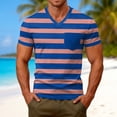 thumbnail image 2 of Men’s V Neck Short Sleeve T Shirt with Chest Pocket Diagonal Wide Stripe Print Casual Regular Fit Top Royal Blue XL, 2 of 8