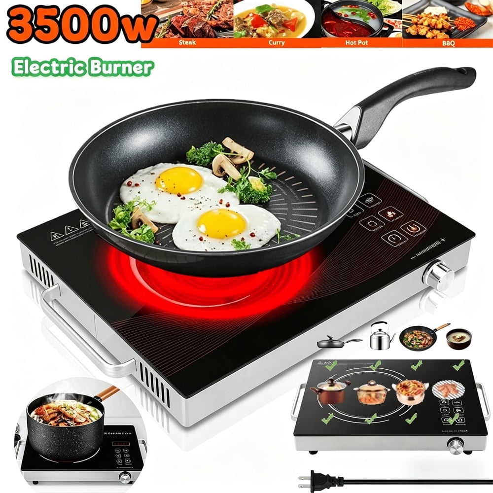 Hinzonek 3500W Electric Ceramic Stove, Portable Induction Cooktop Infrared Burner Countertop Cooktop, Cooker Hot Plate Furnace