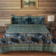 Bears Twin Comforter Set, 3-Piece Printed Bedding Comforters, Polycotton Fabric ,Comforter Set for Bedroom, Hunting & Outdoor(Twin)
