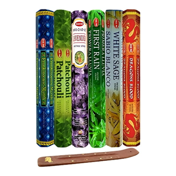 120 Sticks of 6 Popular Hem Incense Scents with Free Burner