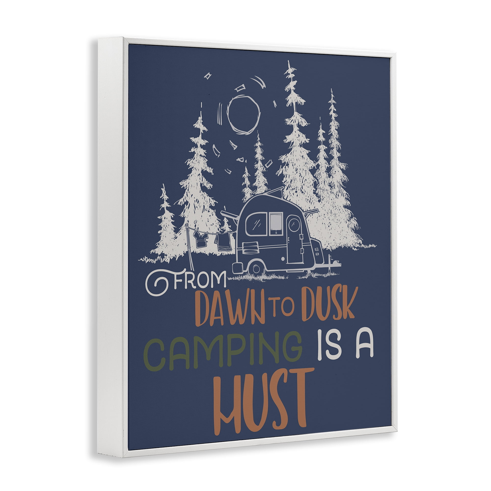Stupell Industries Dawn to Dusk Camping Landscape Painting White Framed Art Print Wall Art, 24 x 30