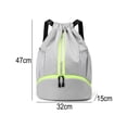 thumbnail image 2 of Mochila con cordón Mochila deportiva para gimnasio con bolsillos de malla Bolsa de hilo resistente al agua para mujeres, hombres y niños, gris, 2 of 5