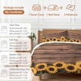 thumbnail image 6 of King 4 Piece Bedding Set Summer Sunflower Plant Soft Breathable Duvet Cover and Pillowcase, Farm Vintage Brown Wood Board Duvet Cover Set Bed Sheets for Bedroom Dormitory Guest Room, 6 of 9