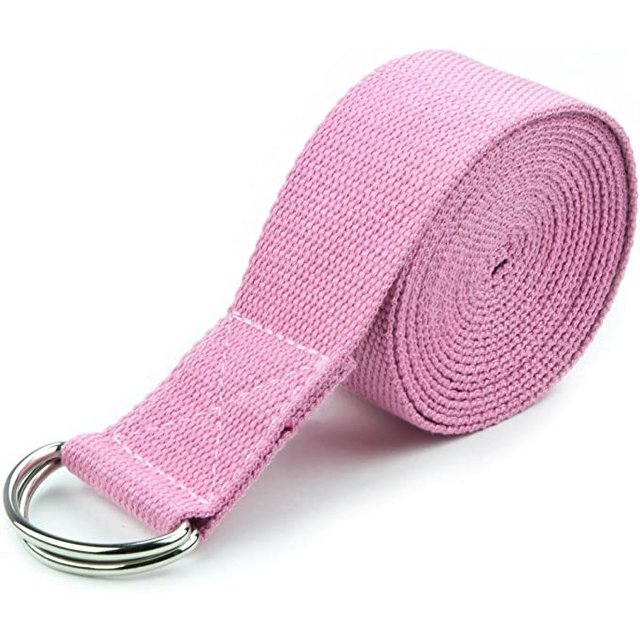 Correa de yoga de algodón extralarga de 5,9 pies con anilla en D de metal de (rosa) ER