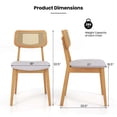 thumbnail image 3 of Costway Wooden Rattan Dining Chair Set of 2 with Can Back Rubber Wood Frame Padded Seat, 3 of 9