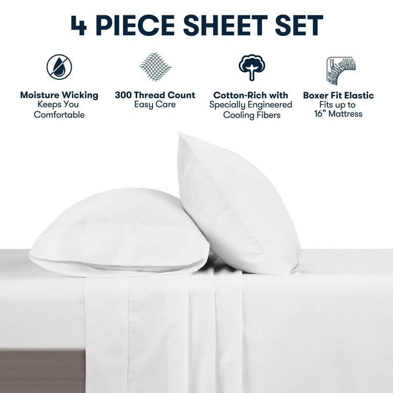 Serta So Cool 4-Piece Sheet Set, White, King - Walmart.com