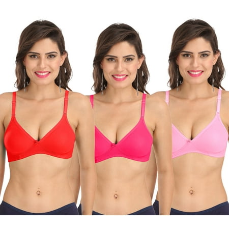

Ossirrio Women s Everyday Non Padded Non Wired 3/4th Coverage T-Shirt Bra with Free Transparent Strap