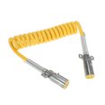 thumbnail image 1 of Cable de extensión para remolque de alimentación eléctrica enrollado de 7 vías Unique Bargains con conector macho para camiones semirremolques tractores de 15 pies color amarillo de aleación de zinc, 1 of 7