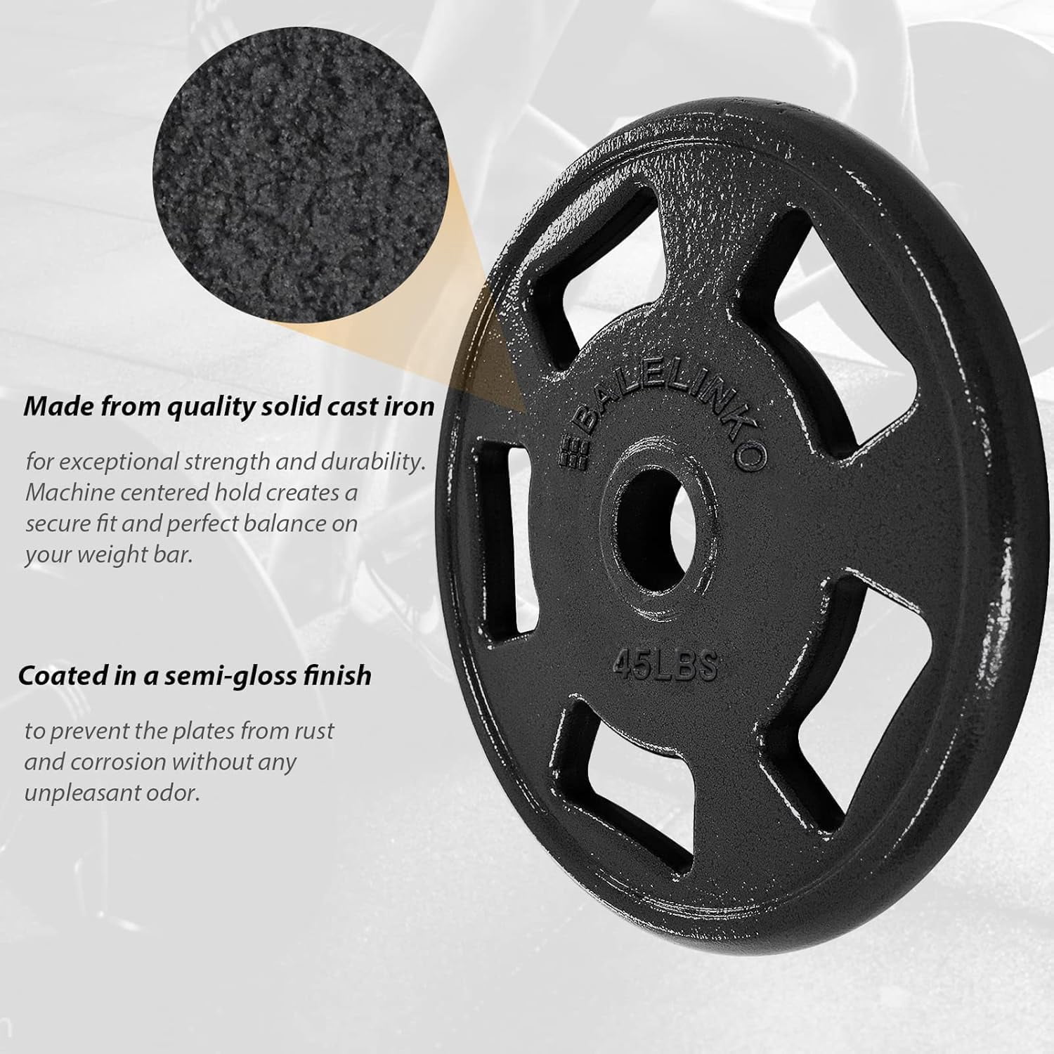 Cast Iron 2-Inch Olympic Grip Plate Weight Plate for Strength Training, Weightlifting and Crossfit
