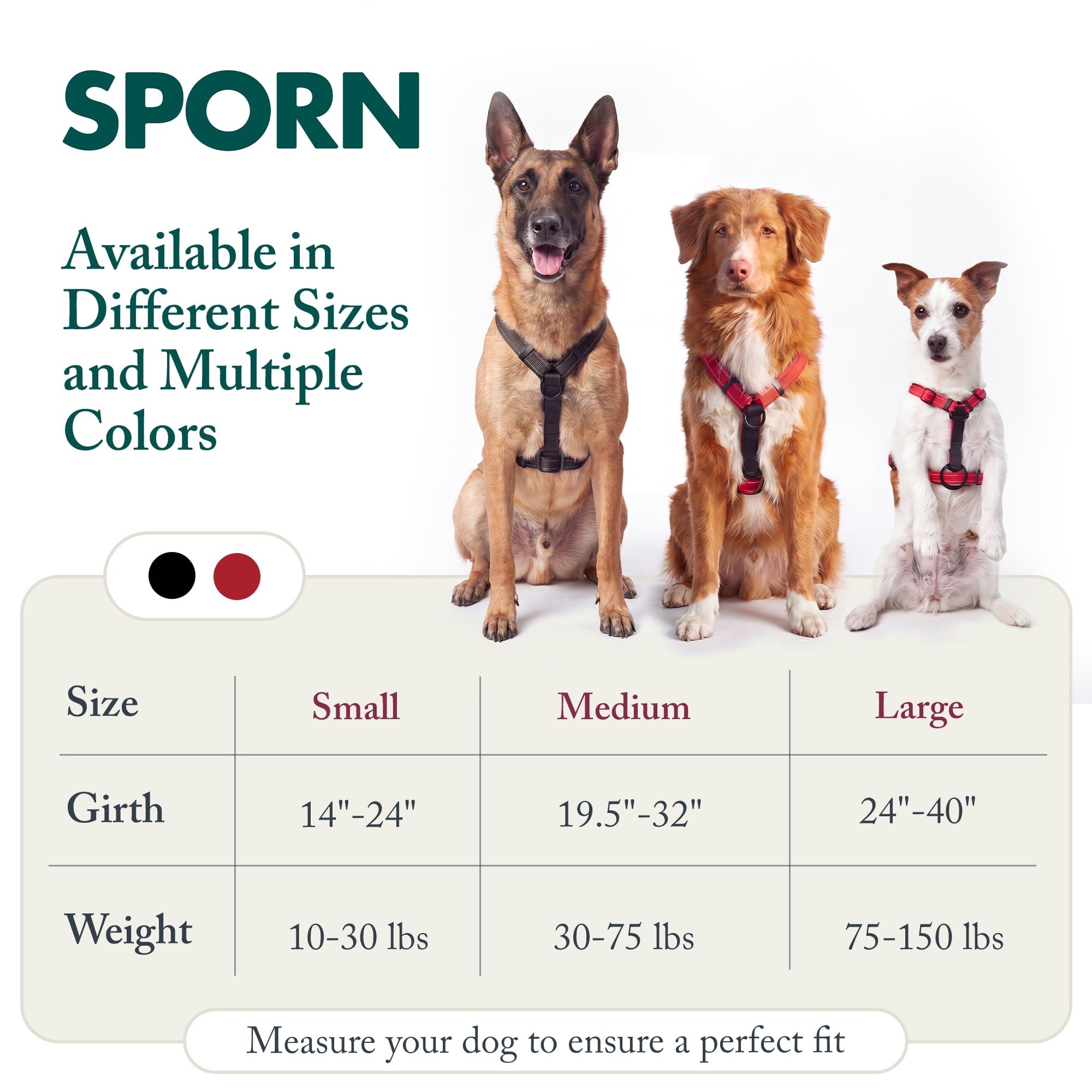 Sporn Ultimate Control Dog Harness, Red, Small (14-24" Girth Size)