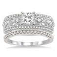 thumbnail image 2 of 2.00 Carat Antique Bridal Set Engagement Ring with Round Cut Diamond in 10k White Gold, 2 of 2