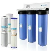 APEC 3-Stage Whole House Water Filter System with Sediment, GAC Carbon and Carbon Block Filters (CB3-SED-CAB-CBC20-BB)